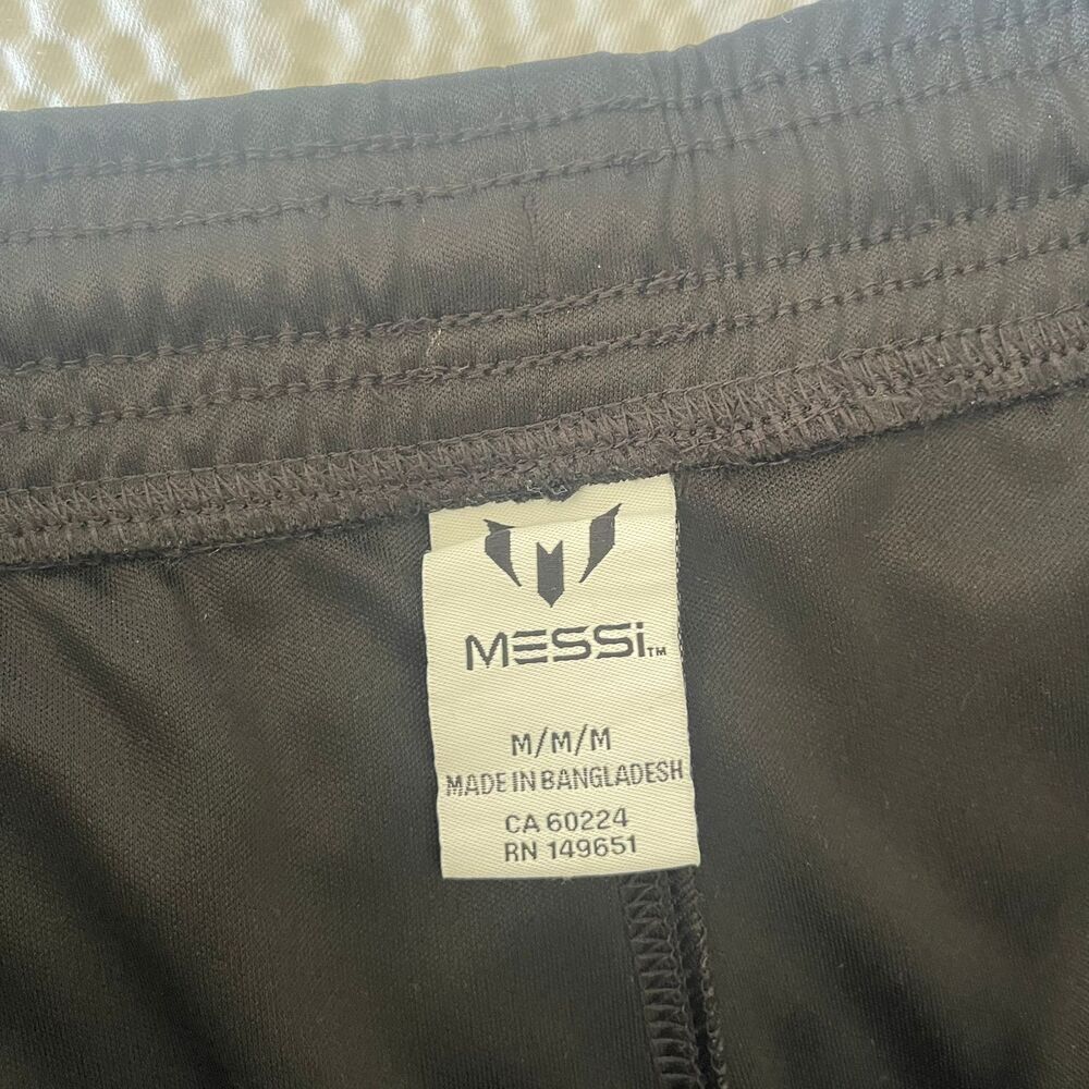 Messi Mens Athletic Fleece Black Active Jersey Pant Sports Shorts Size M - Picture 6 of 9